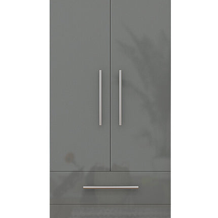 Full Grey 2 Doors + 2 Draws High Glass Wardrobe