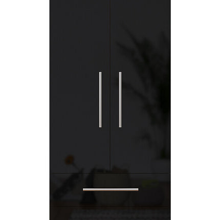 Black 2 Doors + 2 Draws High Glass Wardrobe