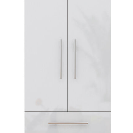 White 2 Doors + 2 Draws High Glass Wardrobe