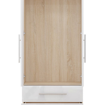 White 2 Doors + 2 Draws High Glass Wardrobe